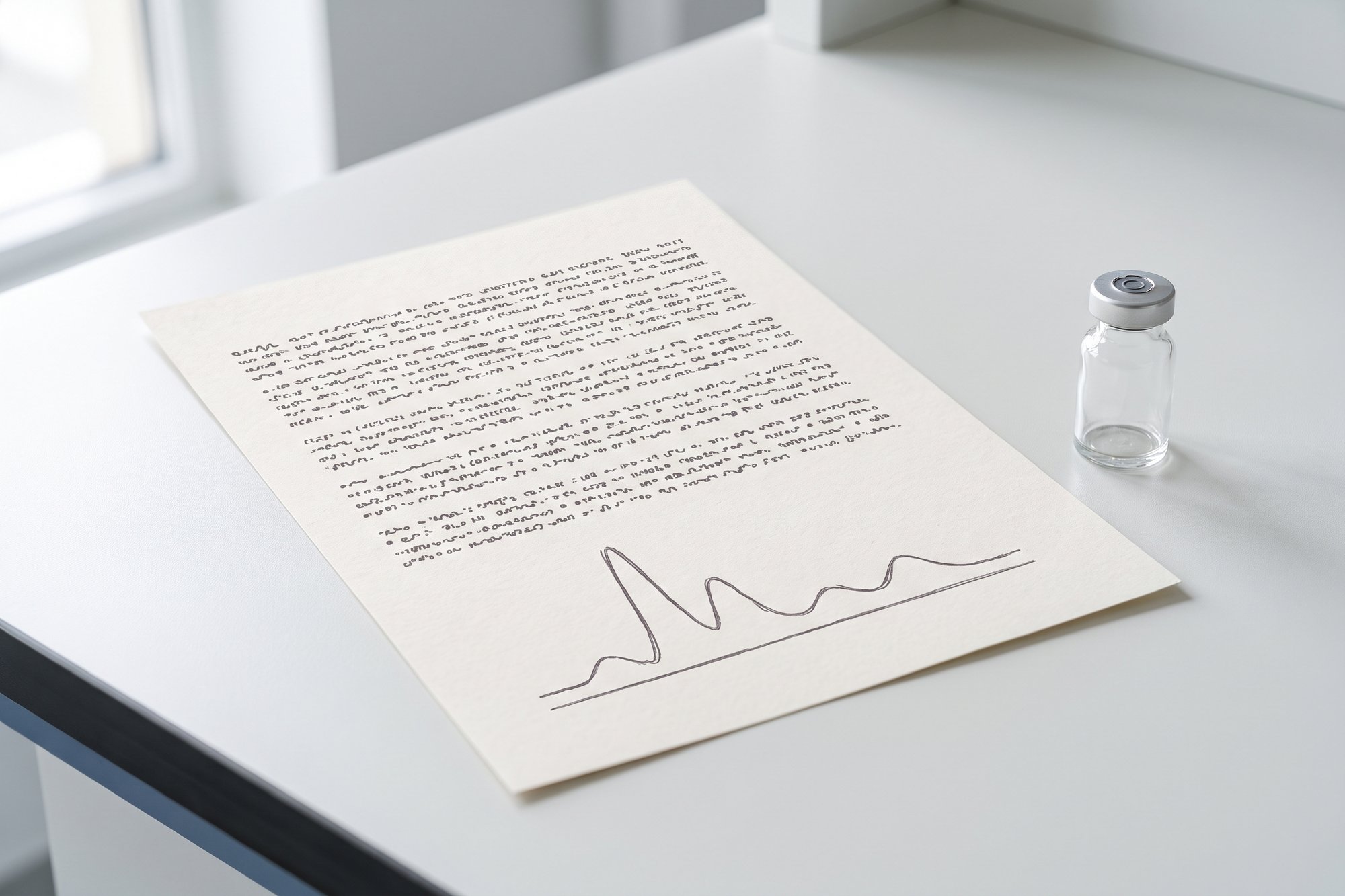 Nahaufnahme eines Certificate of Analysis mit Chargennummer, Reinheitswert und Laborangabe